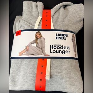 Lands' End Light Gray Women's Hooded Lounger - Medium NWT